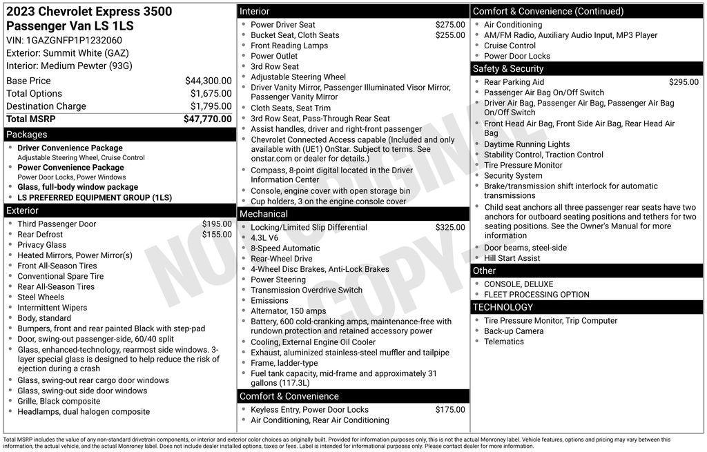 used 2023 Chevrolet Express 3500 car, priced at $28,950