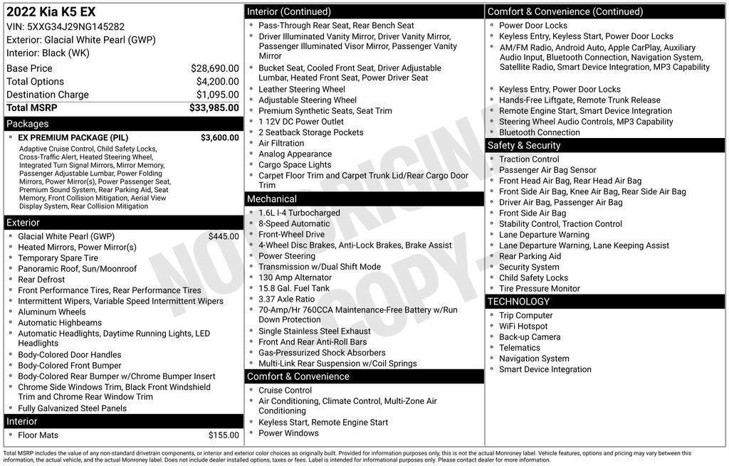 used 2022 Kia K5 car, priced at $24,289