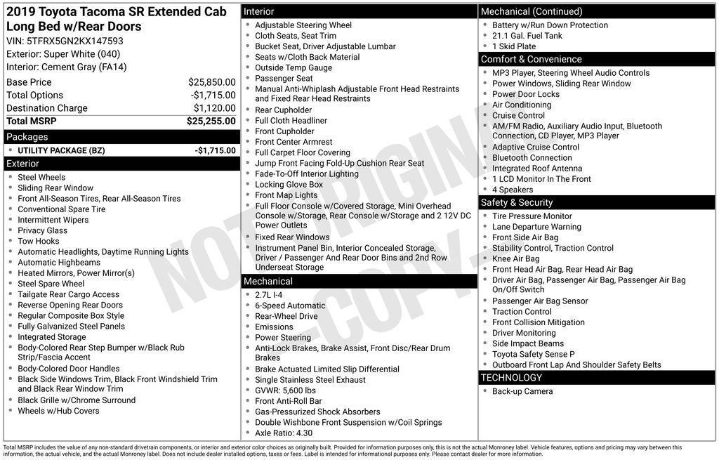 used 2019 Toyota Tacoma car, priced at $15,750