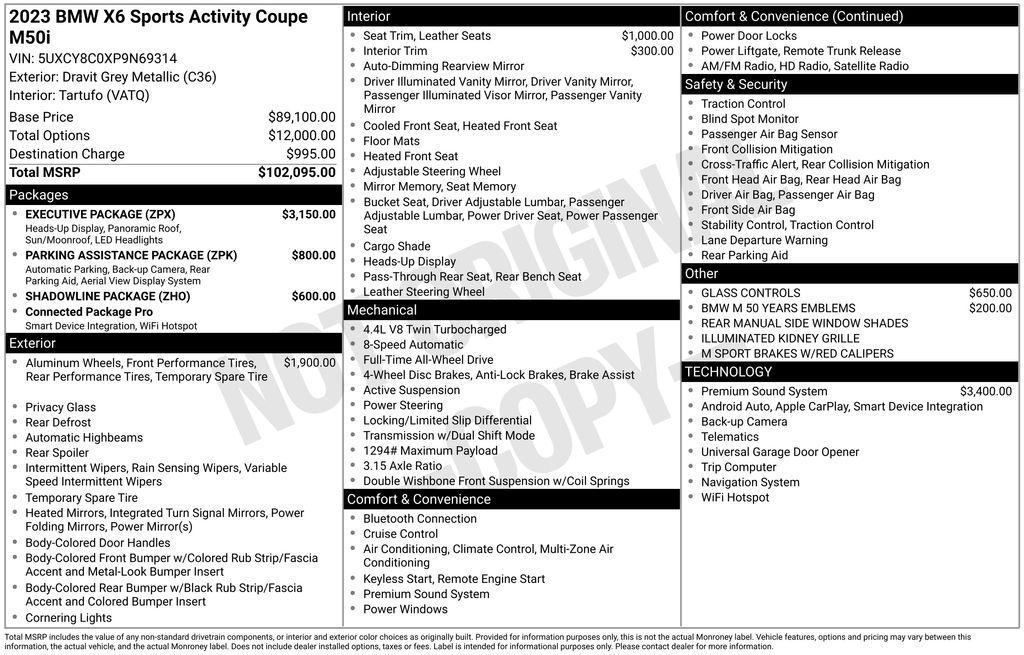 used 2023 BMW X6 car, priced at $59,225