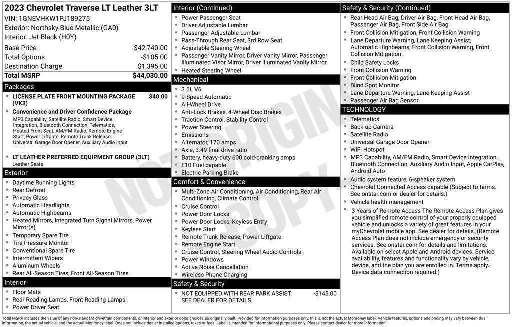 used 2023 Chevrolet Traverse car, priced at $33,449