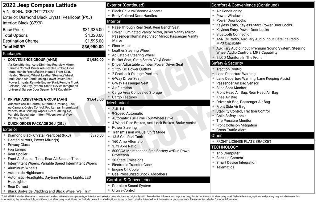 used 2022 Jeep Compass car, priced at $22,289