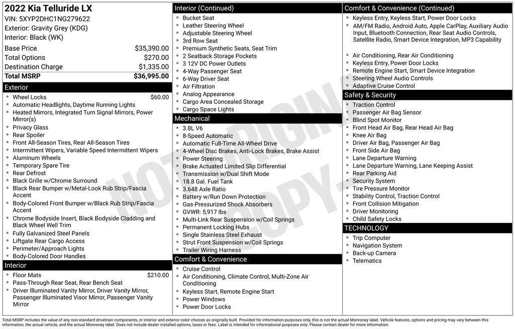 used 2022 Kia Telluride car, priced at $26,225