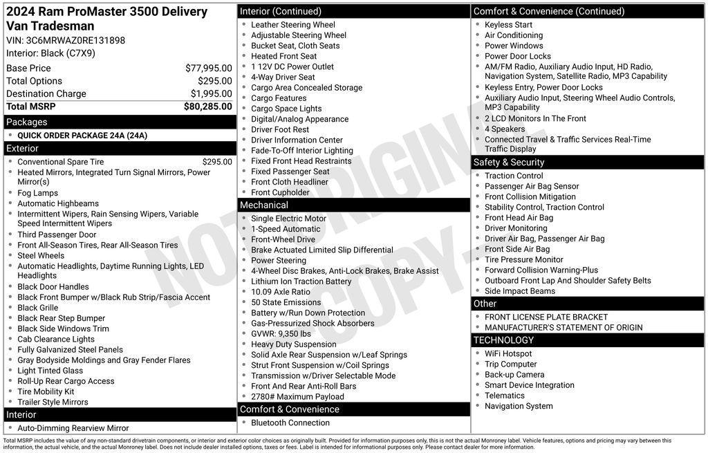 used 2024 Ram ProMaster 3500 car, priced at $32,749