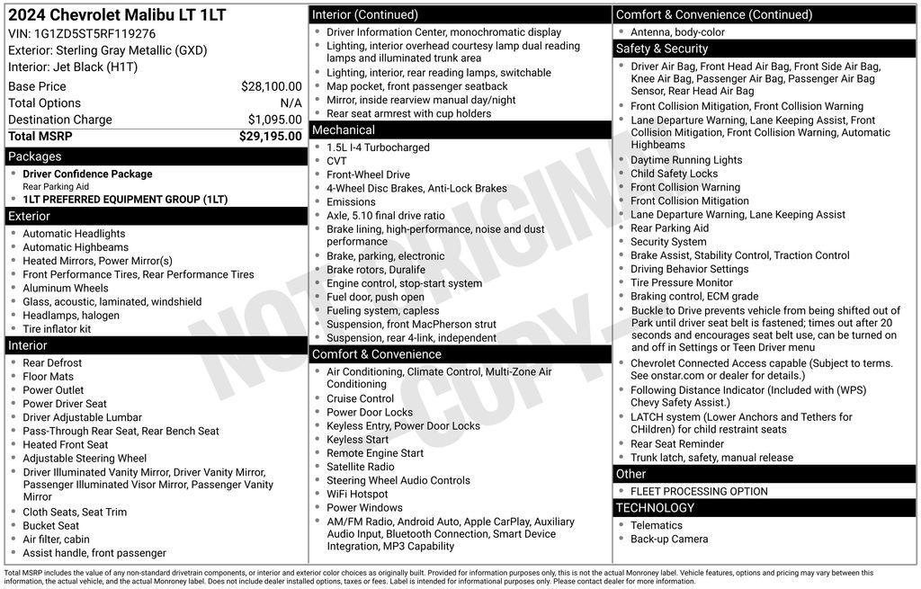 used 2024 Chevrolet Malibu car, priced at $17,950