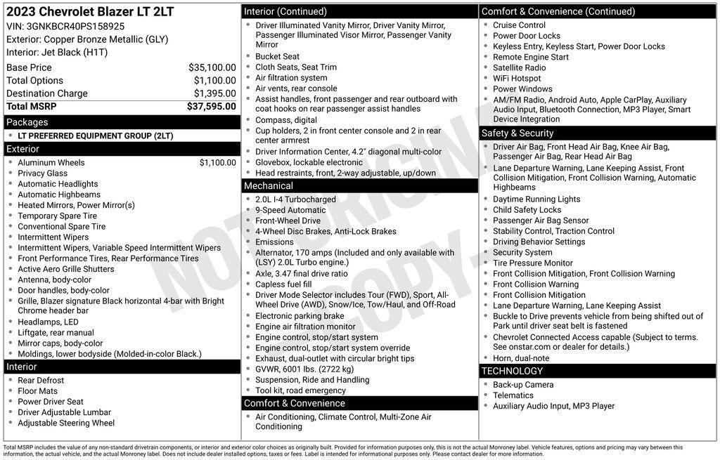 used 2023 Chevrolet Blazer car, priced at $20,950