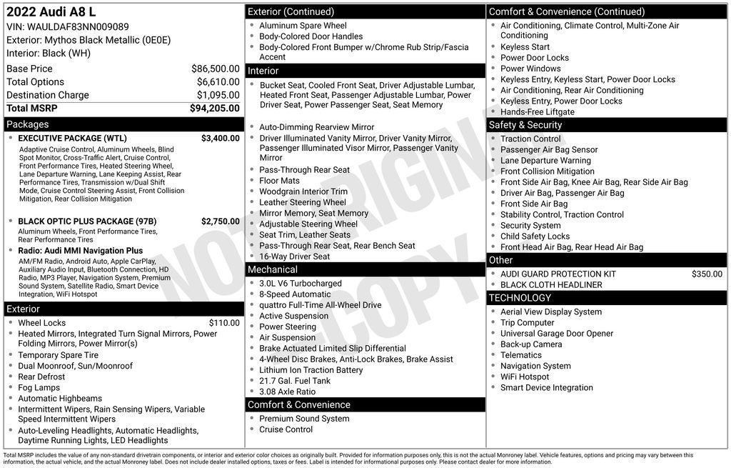 used 2022 Audi A8 car, priced at $42,950