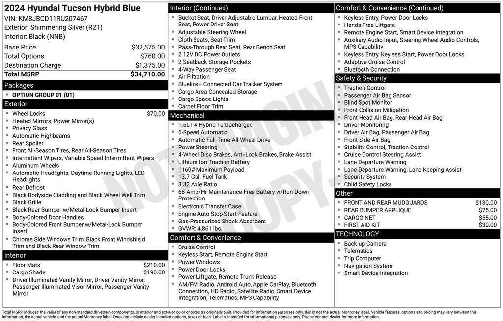 used 2024 Hyundai TUCSON Hybrid car, priced at $24,850