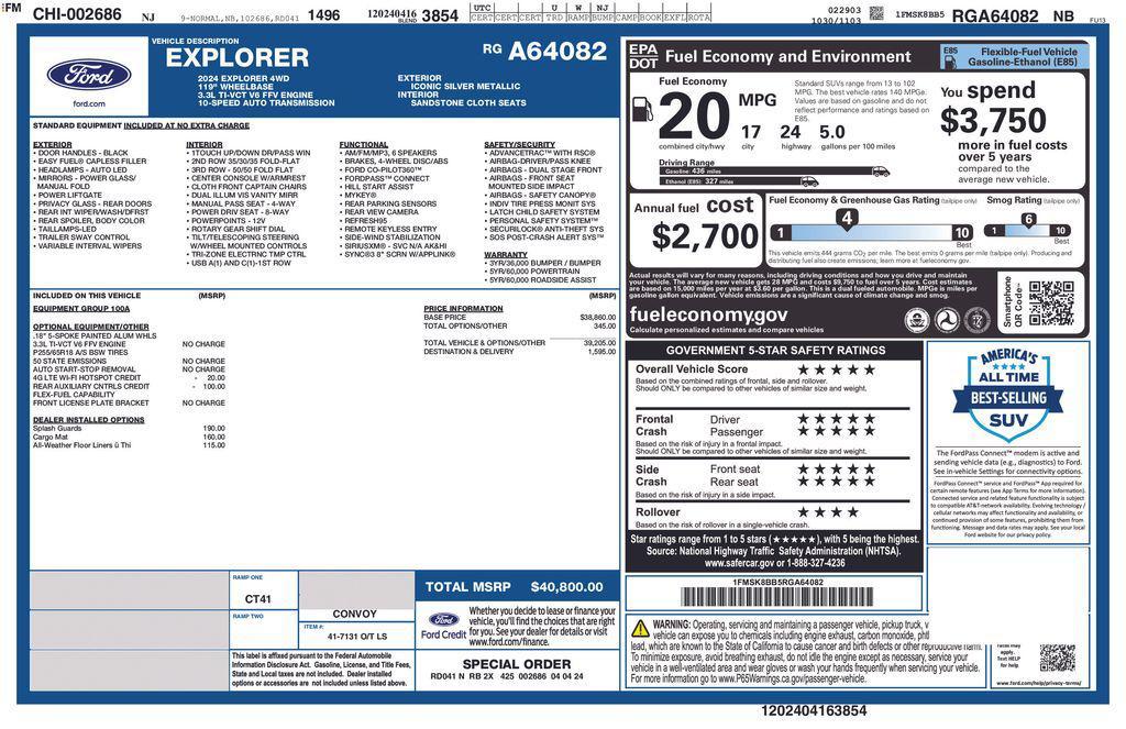 used 2024 Ford Explorer car, priced at $23,750