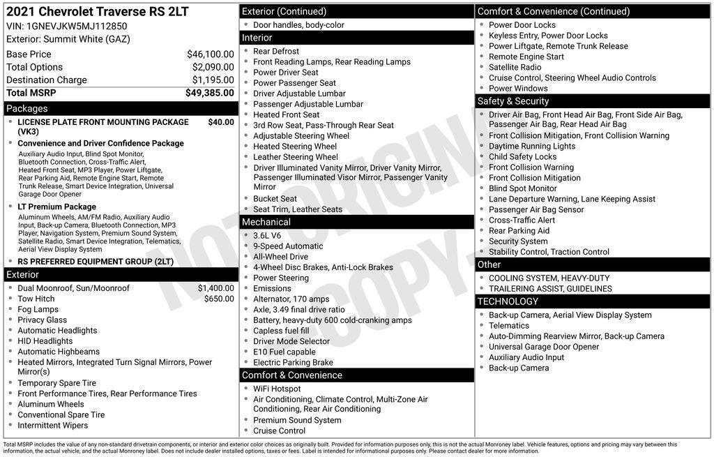 used 2021 Chevrolet Traverse car, priced at $25,289