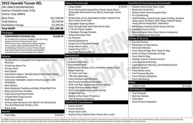 used 2022 Hyundai Tucson car, priced at $18,495