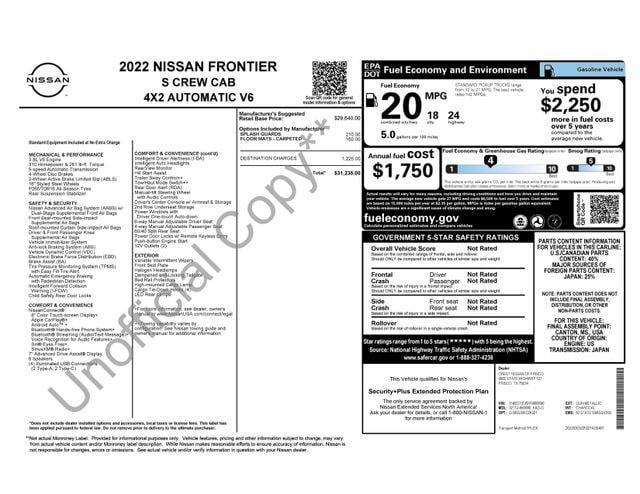 used 2022 Nissan Frontier car, priced at $25,249