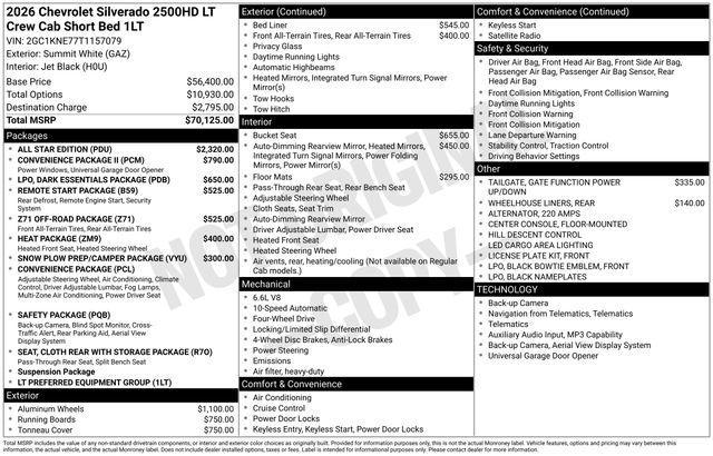 new 2026 Chevrolet Silverado 2500 car, priced at $68,137