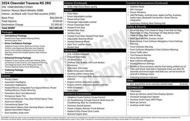 used 2024 Chevrolet Traverse car, priced at $52,889