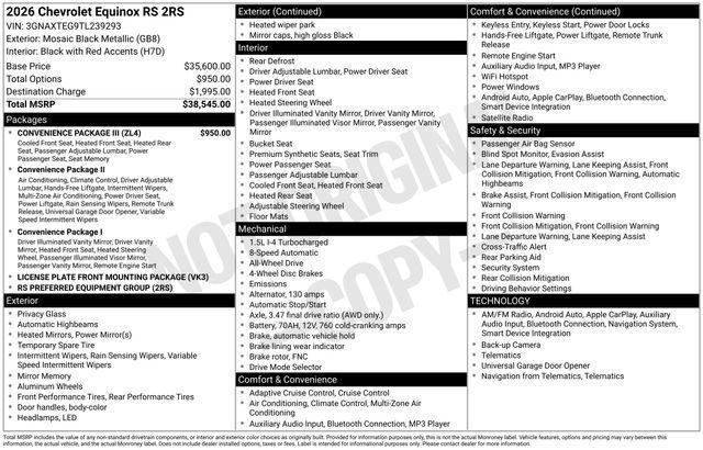 new 2026 Chevrolet Equinox car, priced at $34,127