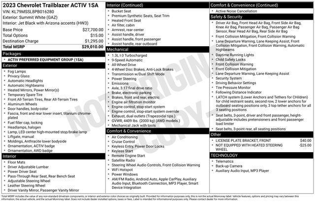 used 2023 Chevrolet TrailBlazer car, priced at $23,232