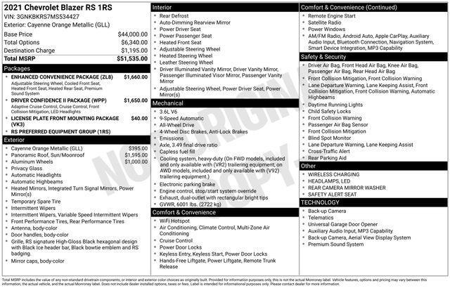 used 2021 Chevrolet Blazer car, priced at $30,638