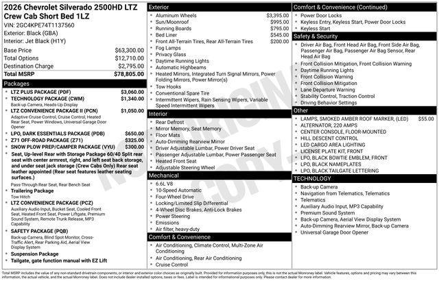 new 2026 Chevrolet Silverado 2500 car, priced at $76,500