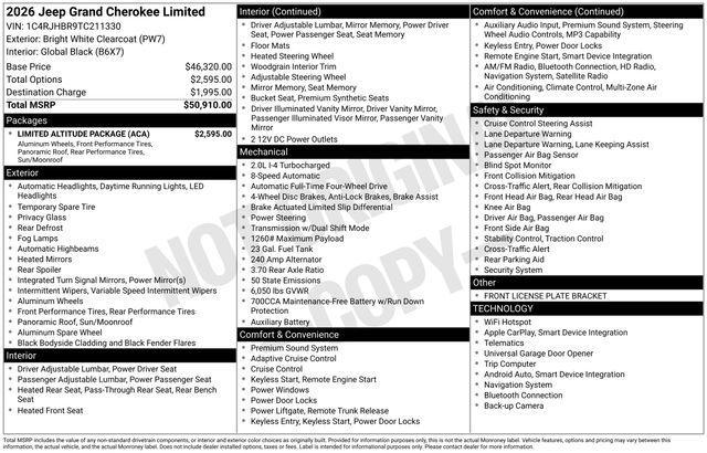 used 2026 Jeep Grand Cherokee car, priced at $45,639