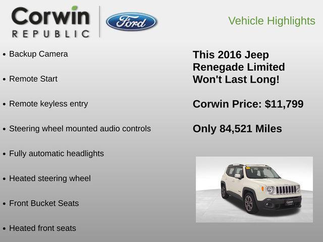 used 2016 Jeep Renegade car, priced at $11,799