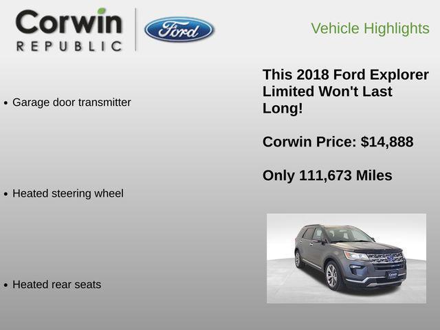 used 2018 Ford Explorer car, priced at $14,888