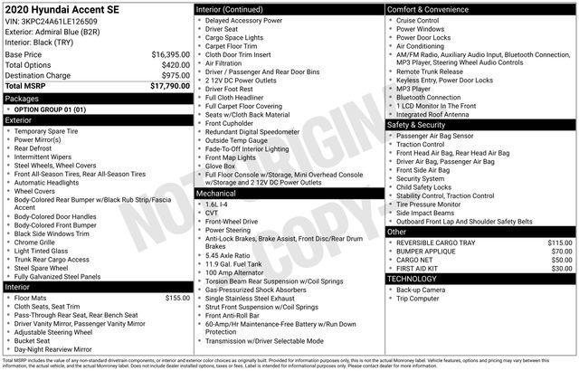 used 2020 Hyundai Accent car, priced at $13,526