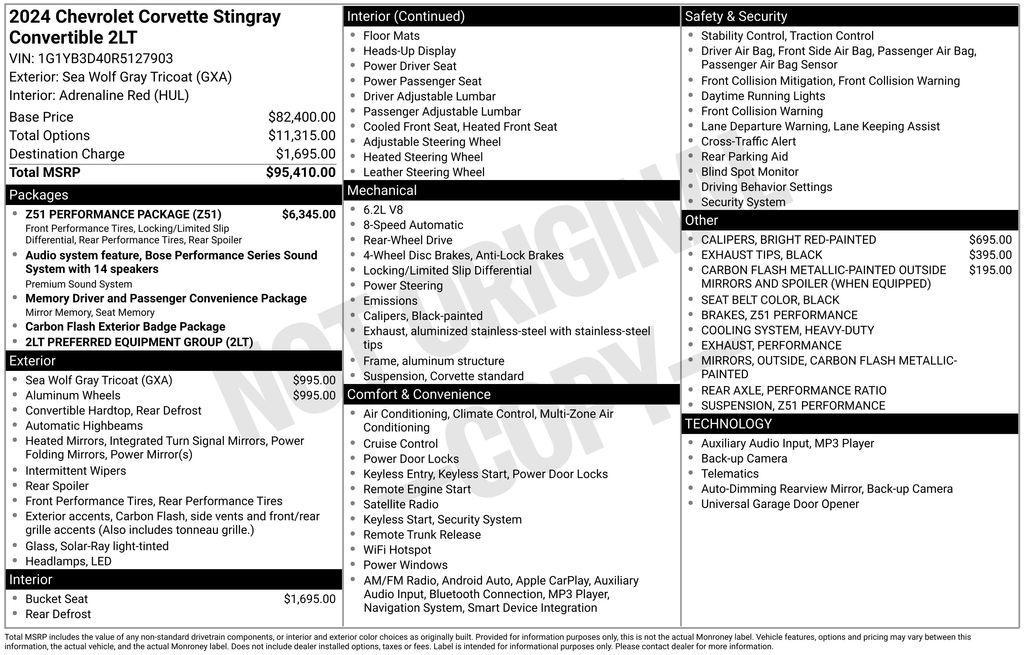 used 2024 Chevrolet Corvette car, priced at $78,466