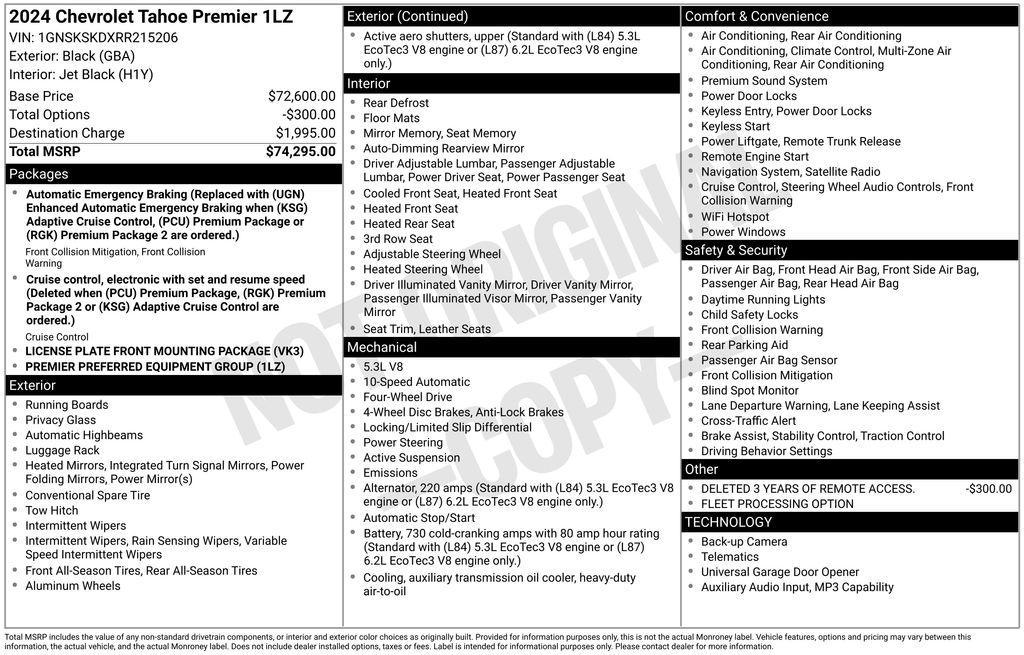 used 2024 Chevrolet Tahoe car, priced at $54,790