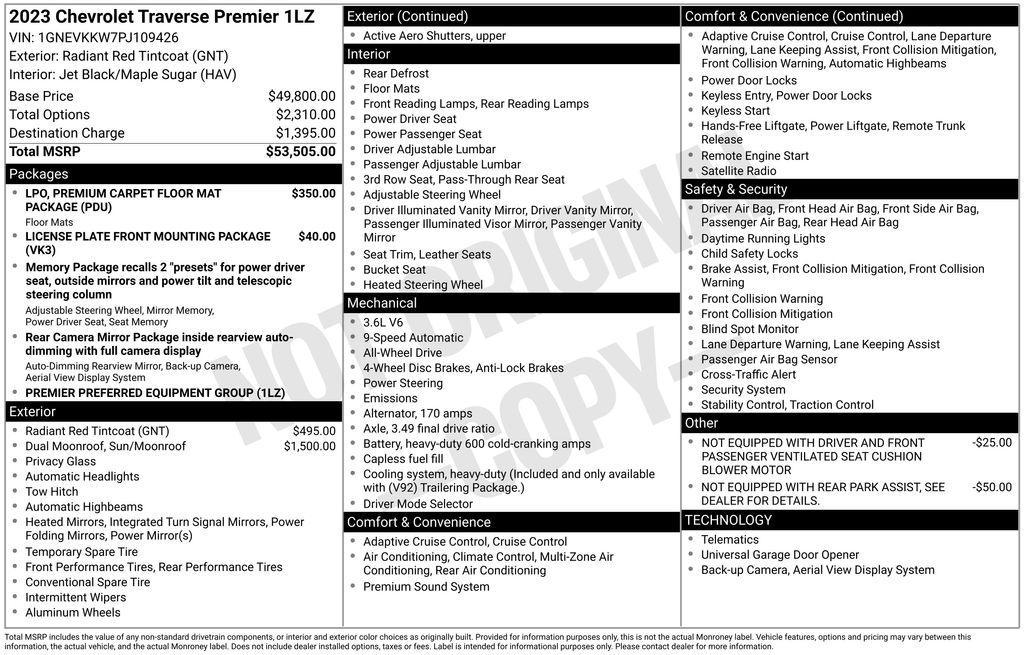 used 2023 Chevrolet Traverse car, priced at $32,492