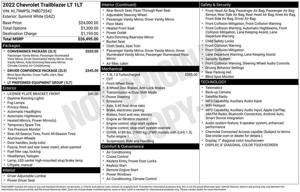 used 2022 Chevrolet TrailBlazer car, priced at $18,734