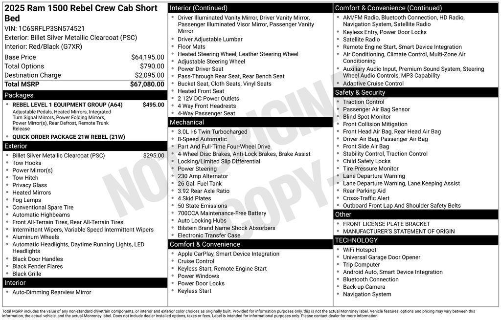 used 2025 Ram 1500 car, priced at $45,500