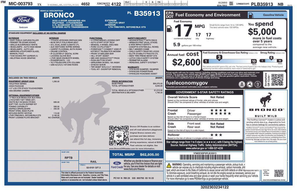 used 2023 Ford Bronco car, priced at $43,280