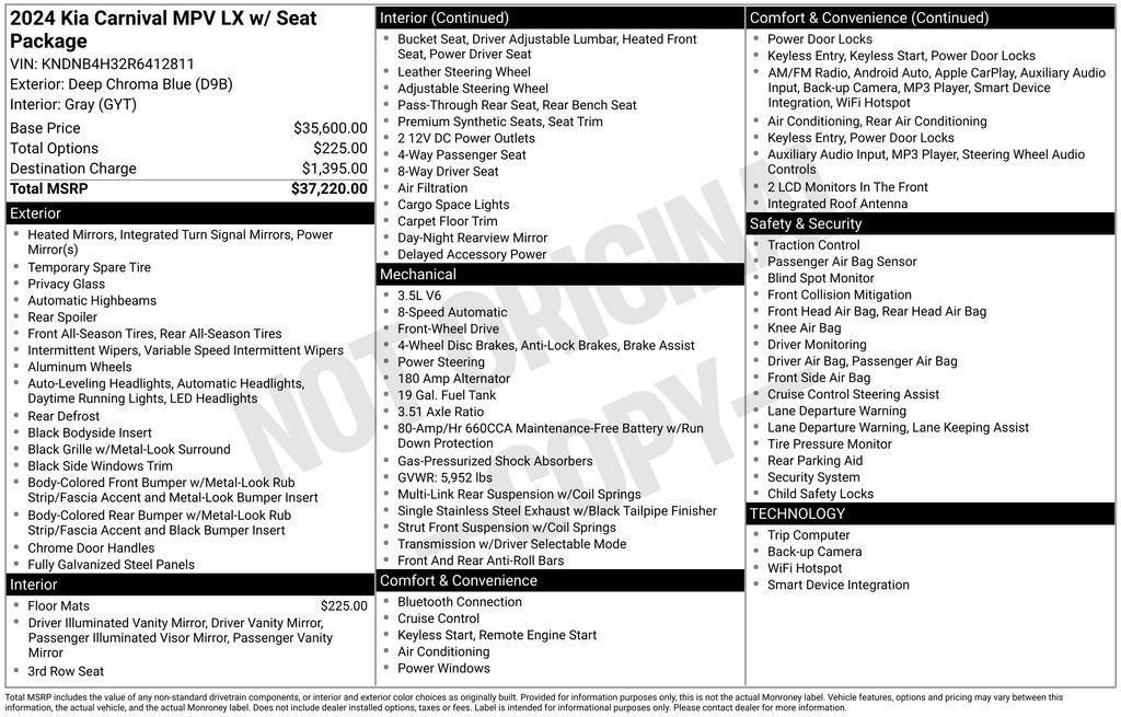 used 2024 Kia Carnival car, priced at $27,750