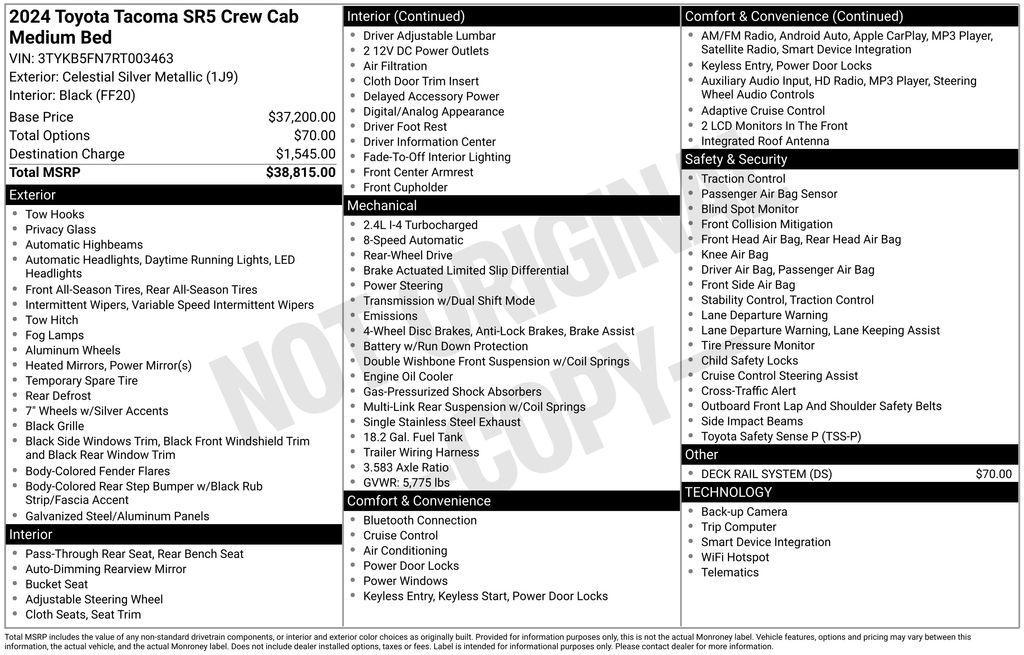 used 2024 Toyota Tacoma car, priced at $31,490
