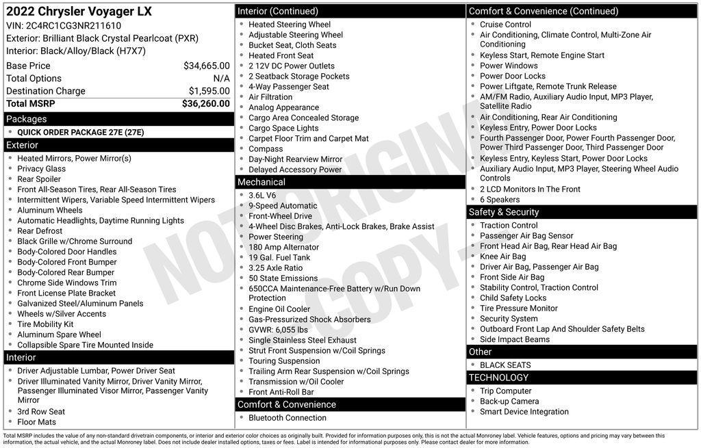 used 2022 Chrysler Voyager car, priced at $21,289