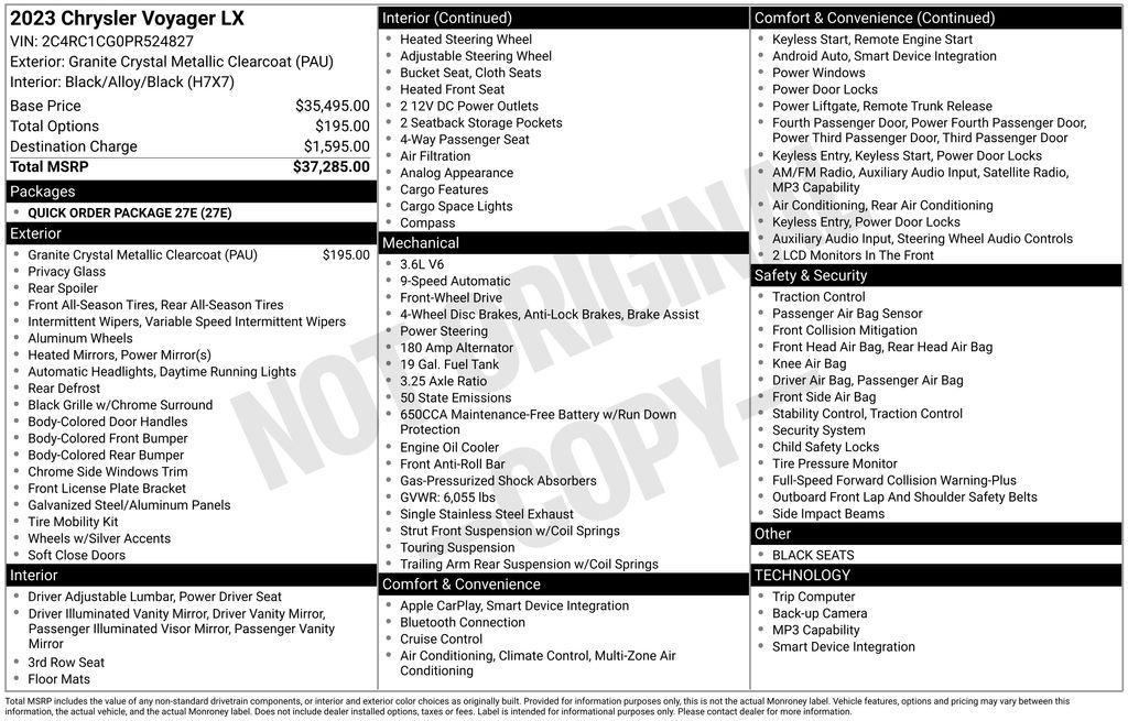 used 2023 Chrysler Voyager car, priced at $22,490