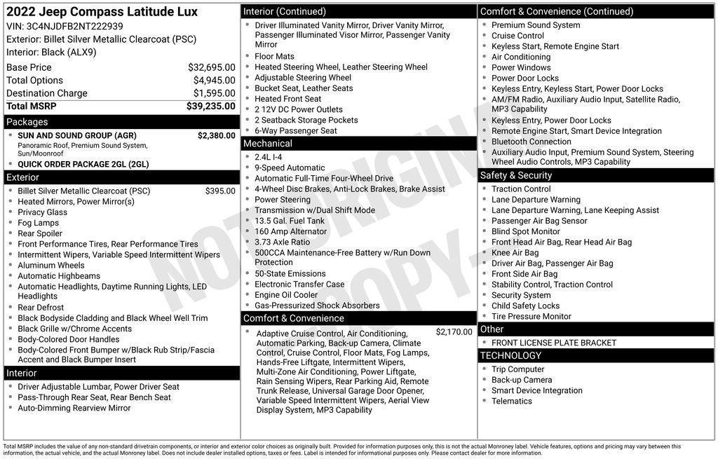used 2022 Jeep Compass car, priced at $19,950