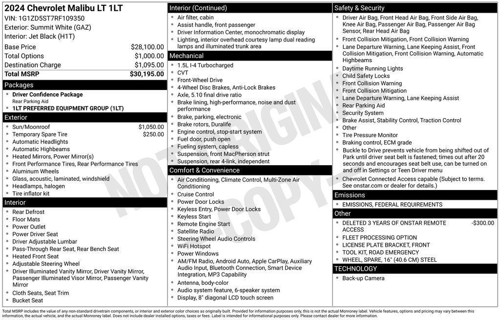 used 2024 Chevrolet Malibu car, priced at $18,950