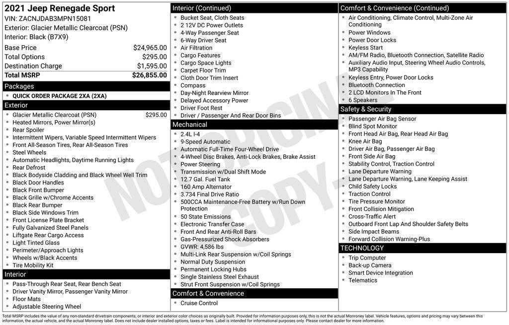 used 2021 Jeep Renegade car, priced at $18,749