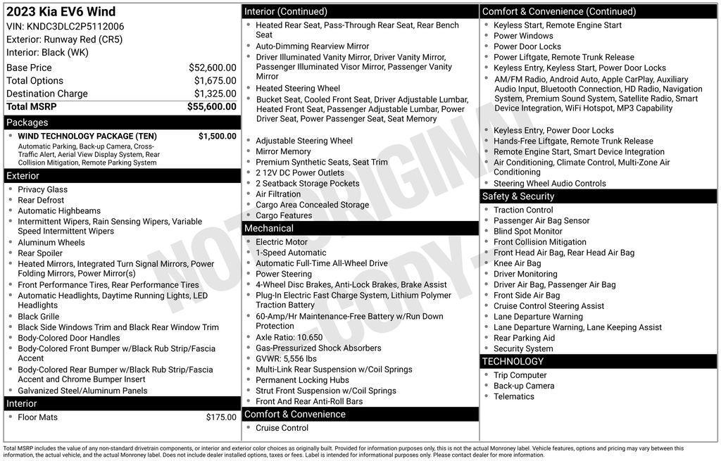 used 2023 Kia EV6 car, priced at $23,750