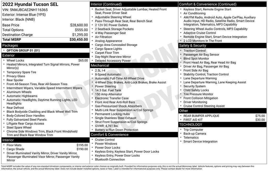 used 2022 Hyundai Tucson car, priced at $23,490