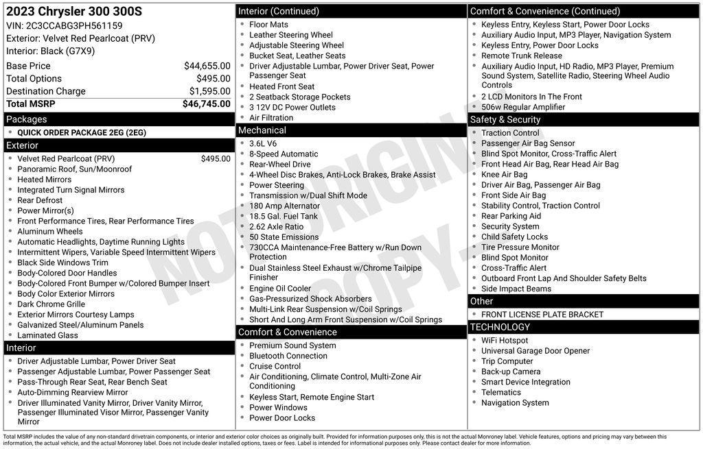 used 2023 Chrysler 300 car, priced at $24,375