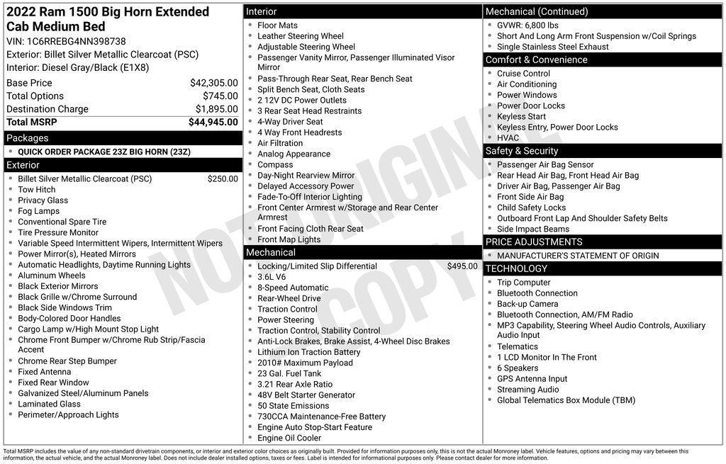 used 2022 Ram 1500 car, priced at $27,789