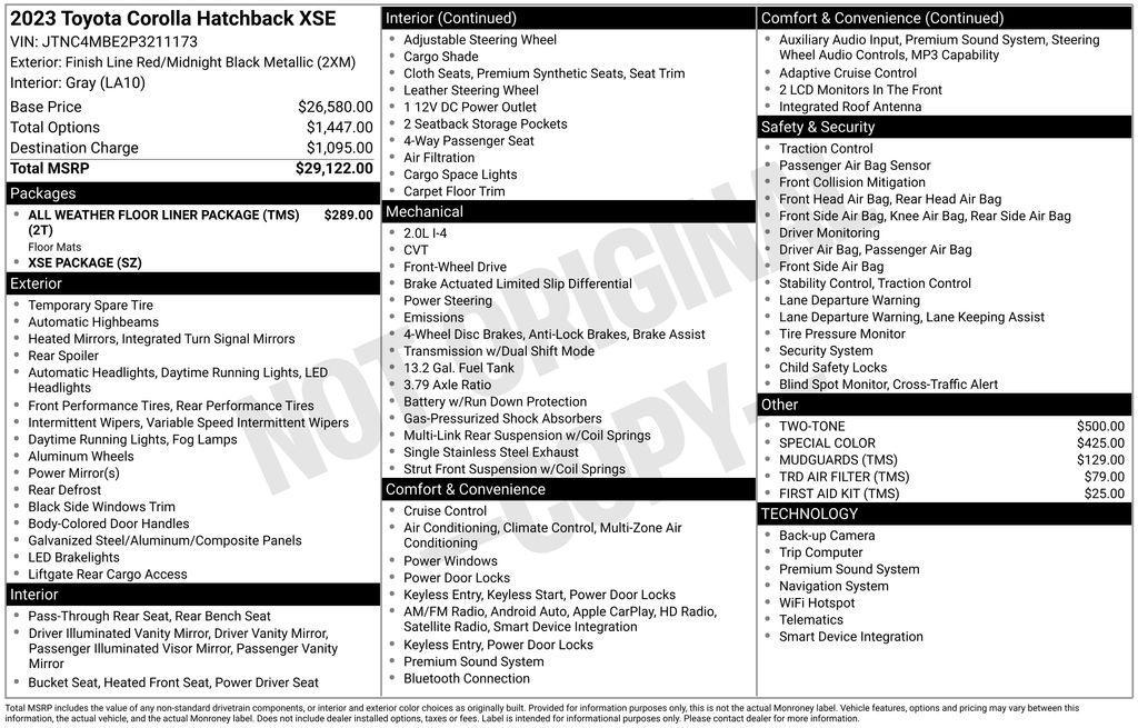 used 2023 Toyota Corolla car, priced at $22,750