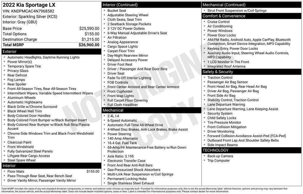 used 2022 Kia Sportage car, priced at $17,950