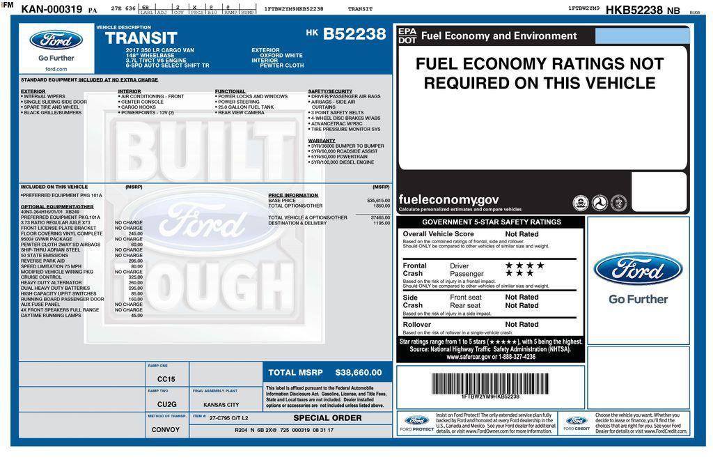 used 2017 Ford Transit-350 car, priced at $20,749