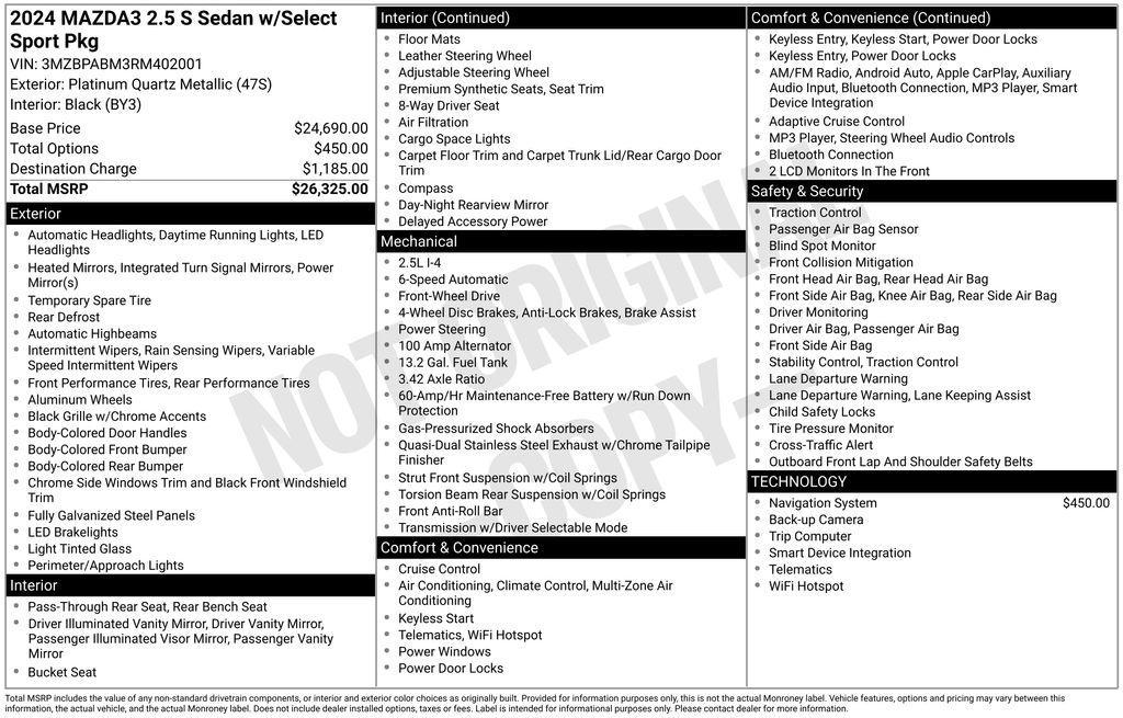 used 2024 Mazda Mazda3 car, priced at $19,749
