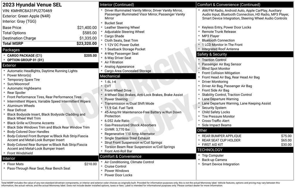 used 2023 Hyundai Venue car, priced at $16,750