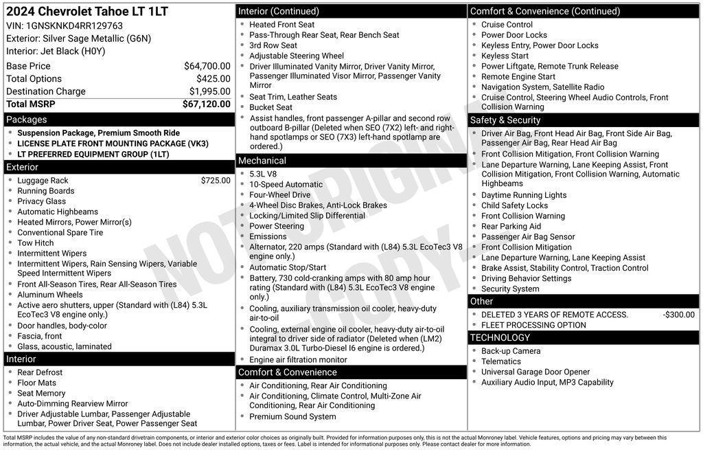 used 2024 Chevrolet Tahoe car, priced at $49,950