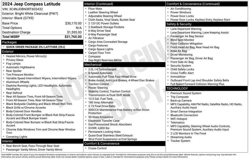 used 2024 Jeep Compass car, priced at $20,990